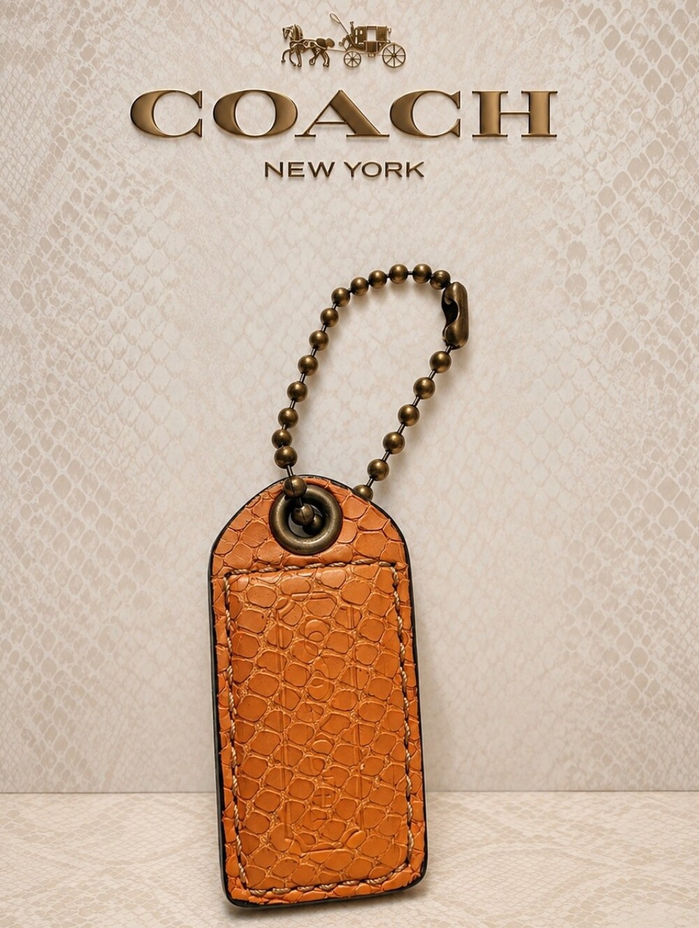 Coach Large Snakeskin Print Hang Tag